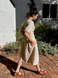 cottage dress - pale blue stripe
