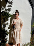 cottage dress - pale blue stripe